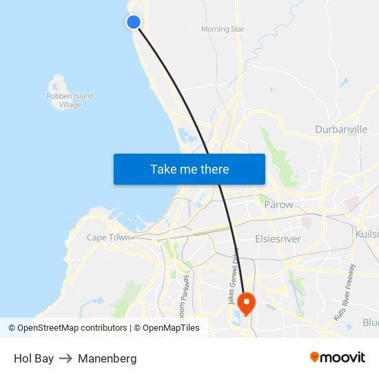 Hol Bay to Manenberg map