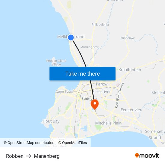 Robben to Manenberg map