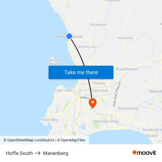 Hoffe South to Manenberg map