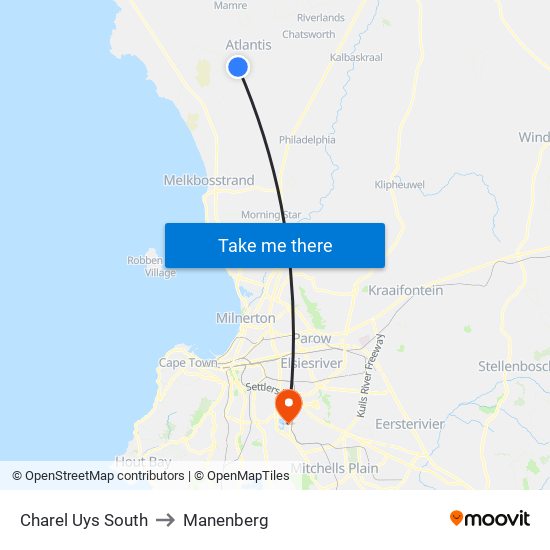 Charel Uys South to Manenberg map