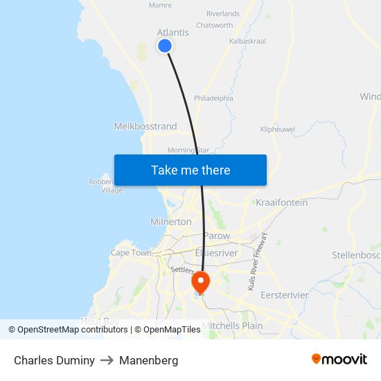 Charles Duminy to Manenberg map