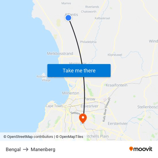 Bengal to Manenberg map