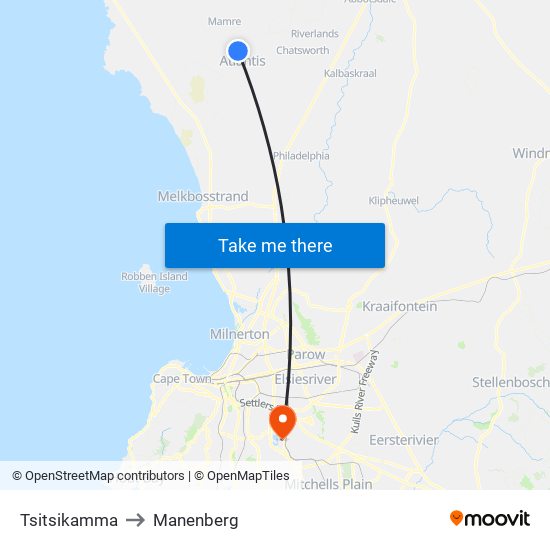 Tsitsikamma to Manenberg map