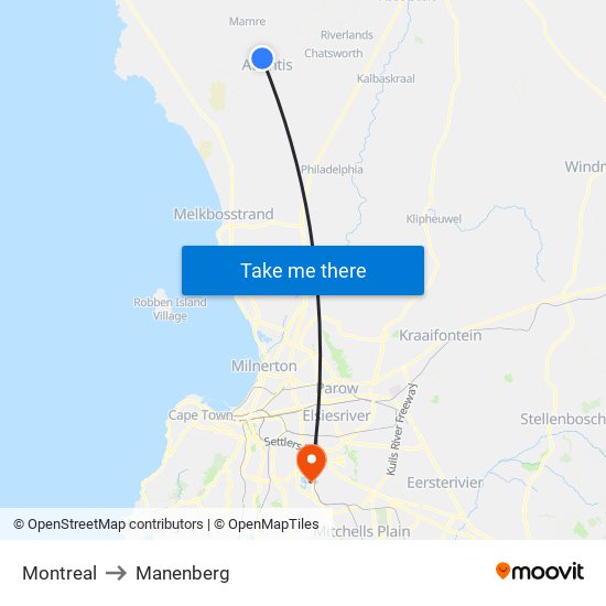 Montreal to Manenberg map