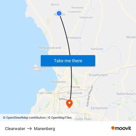 Clearwater to Manenberg map