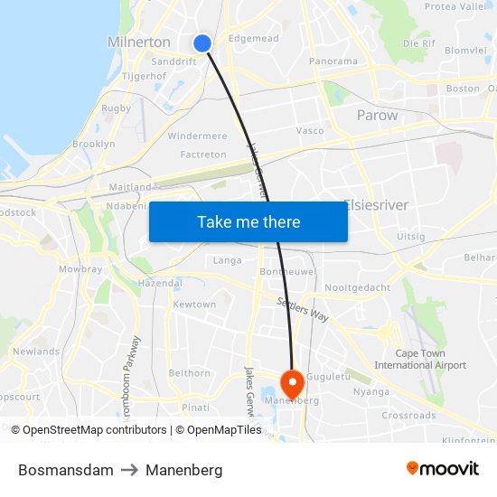 Bosmansdam to Manenberg map