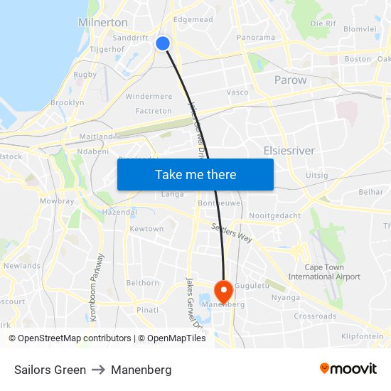 Sailors Green to Manenberg map