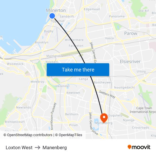Loxton West to Manenberg map