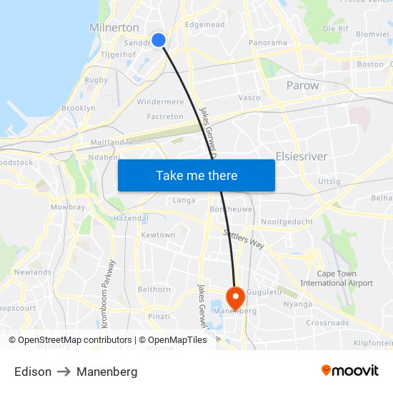 Edison to Manenberg map