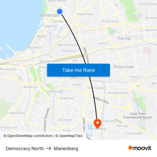 Democracy North to Manenberg map