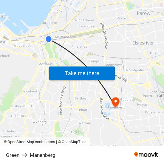 Green to Manenberg map