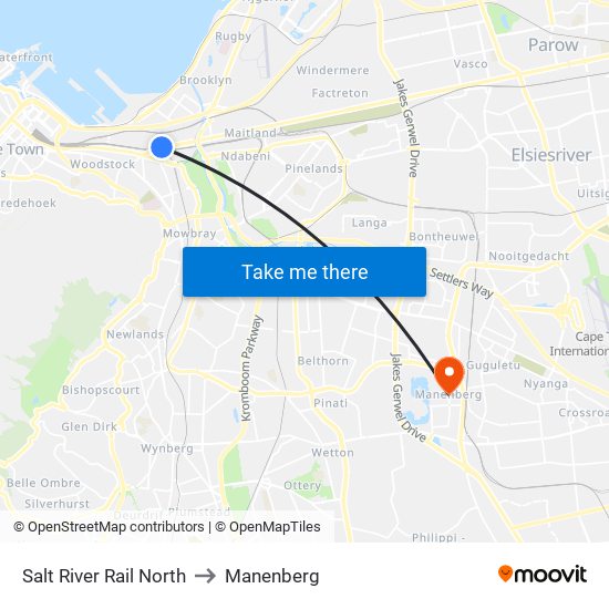Salt River Rail North to Manenberg map