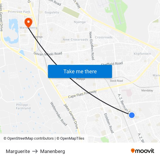 Marguerite to Manenberg map