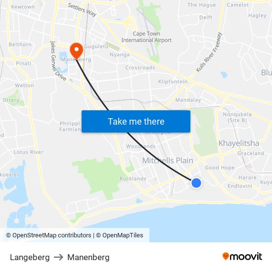 Langeberg to Manenberg map