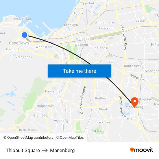 Thibault Square to Manenberg map