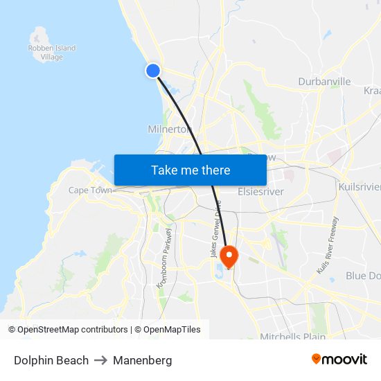 Dolphin Beach to Manenberg map