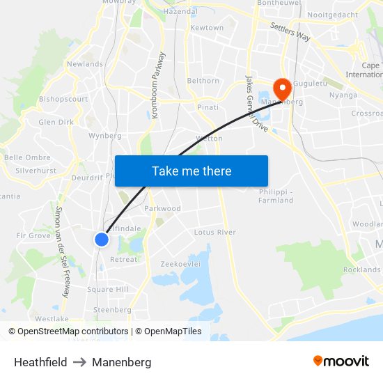 Heathfield to Manenberg map