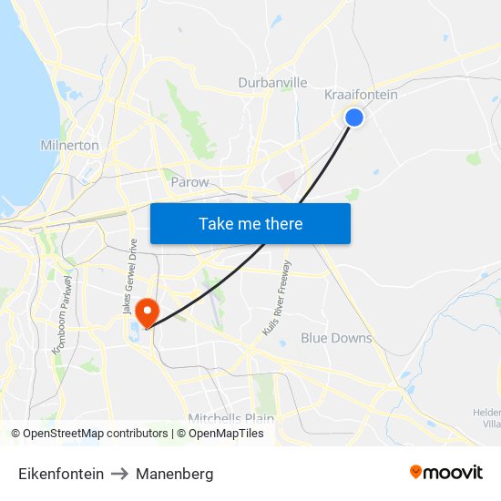 Eikenfontein to Manenberg map