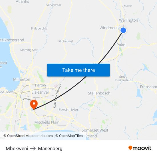 Mbekweni to Manenberg map