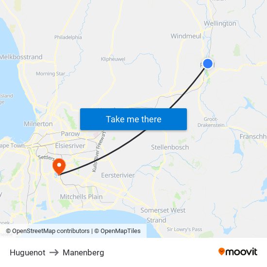 Huguenot to Manenberg map