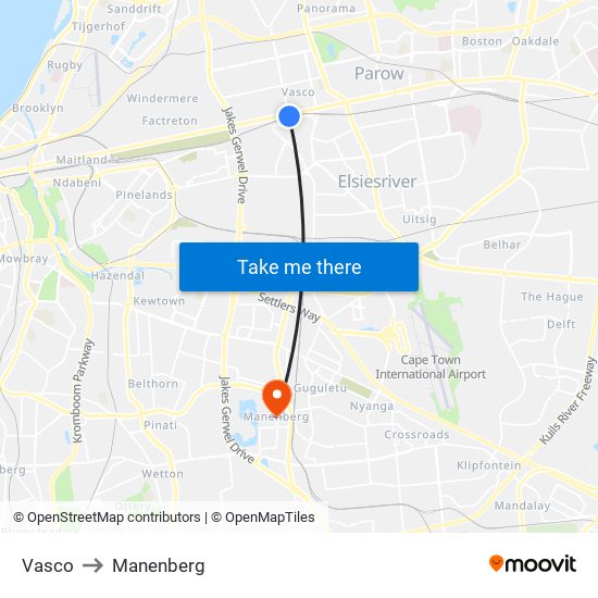 Vasco to Manenberg map