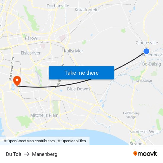 Du Toit to Manenberg map