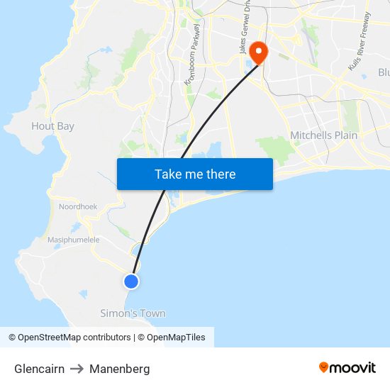 Glencairn to Manenberg map