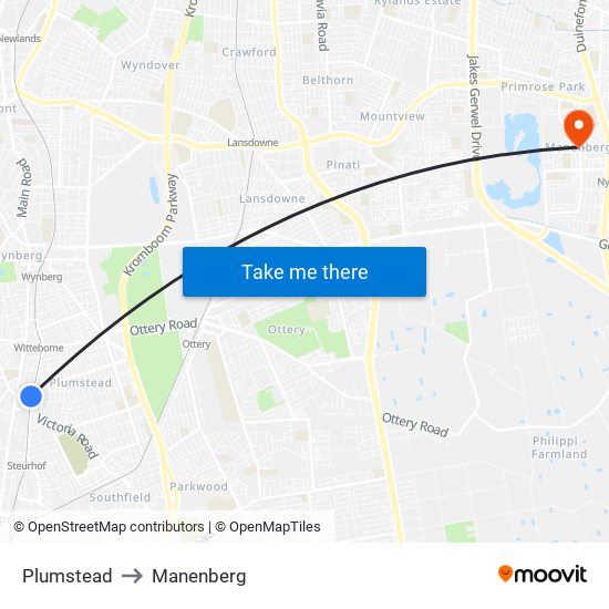 Plumstead to Manenberg map