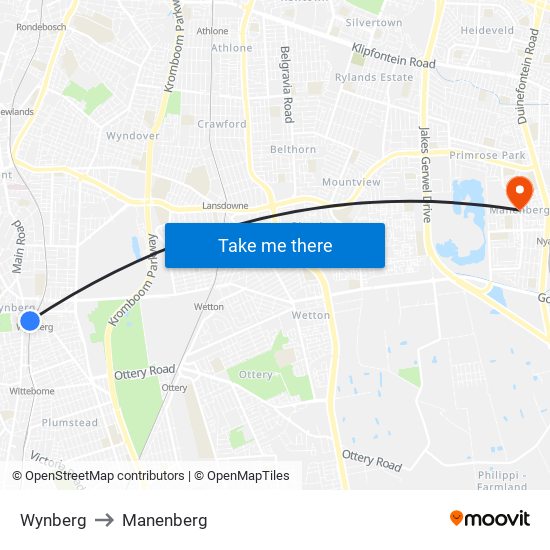 Wynberg to Manenberg map