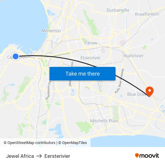 Jewel Africa to Eersterivier map