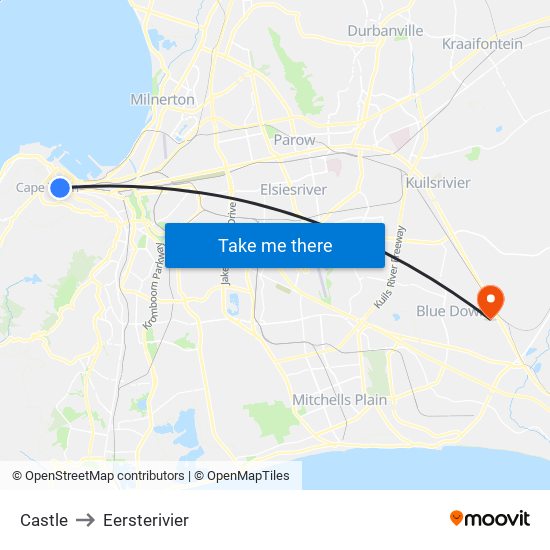 Castle to Eersterivier map