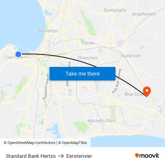 Standard Bank Hertzo to Eersterivier map