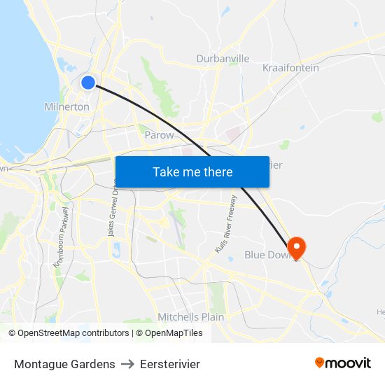 Montague Gardens to Eersterivier map