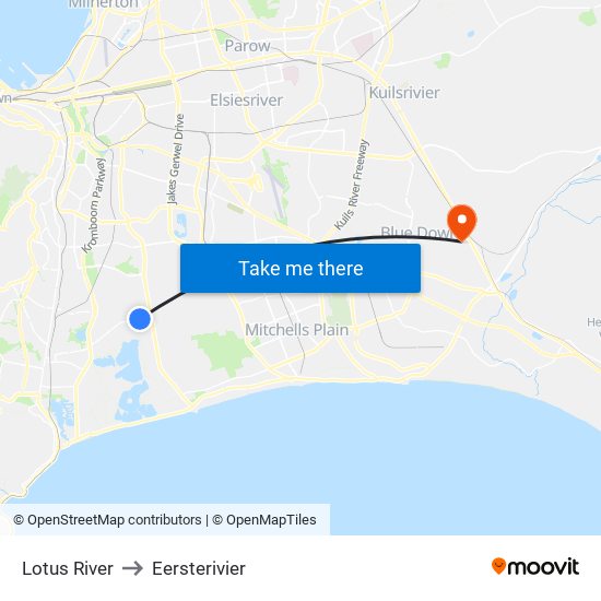 Lotus River to Eersterivier map