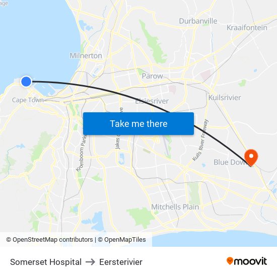 Somerset Hospital to Eersterivier map