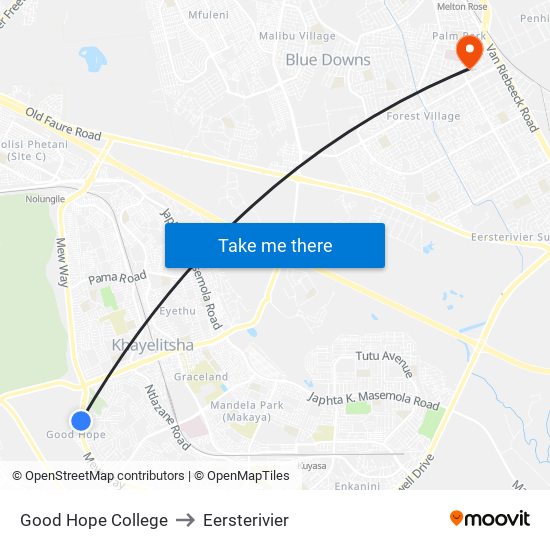 Good Hope College to Eersterivier map