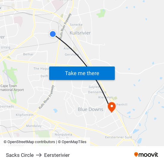 Sacks Circle to Eersterivier map