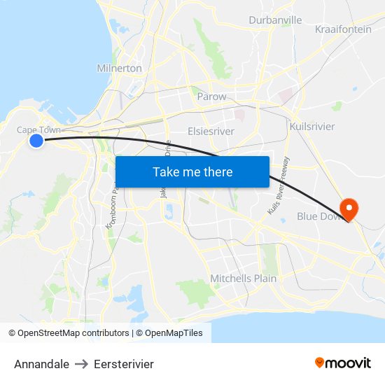 Annandale to Eersterivier map