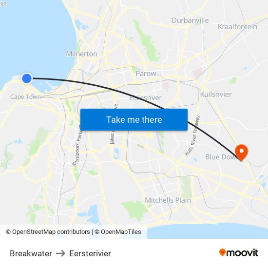 Breakwater to Eersterivier map