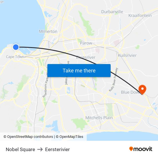 Nobel Square to Eersterivier map