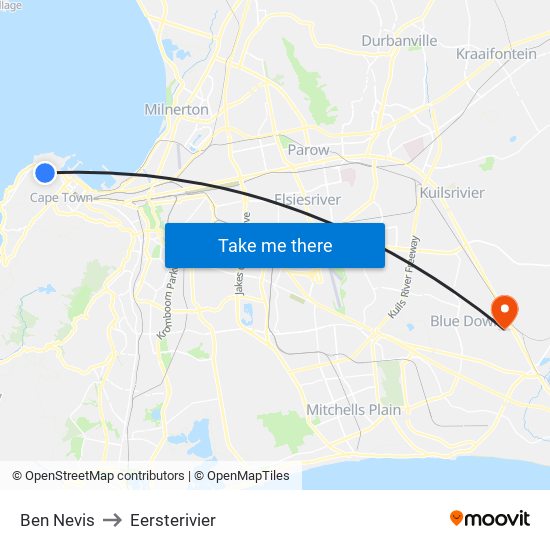 Ben Nevis to Eersterivier map