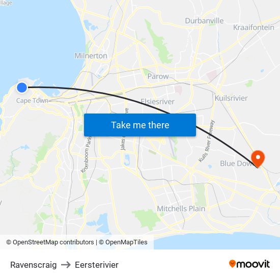 Ravenscraig to Eersterivier map