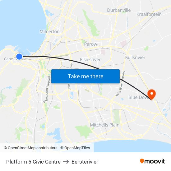 Platform 5 Civic Centre to Eersterivier map