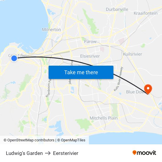 Ludwig's Garden to Eersterivier map
