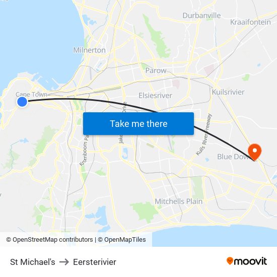 St Michael's to Eersterivier map