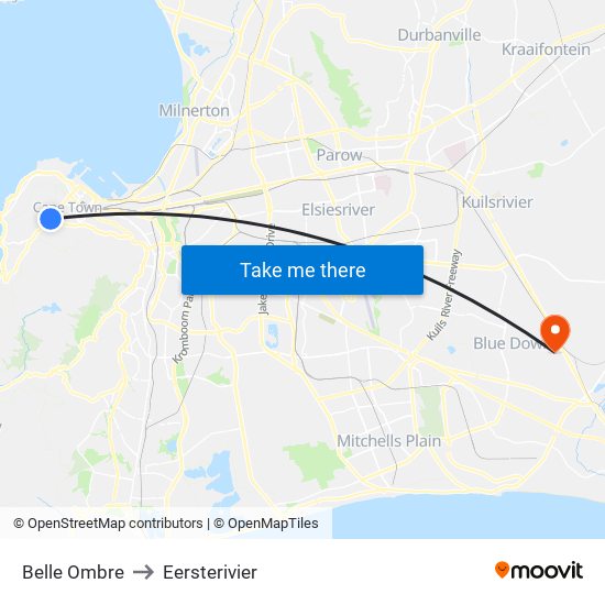 Belle Ombre to Eersterivier map