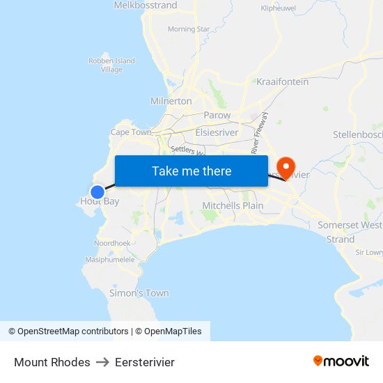Mount Rhodes to Eersterivier map