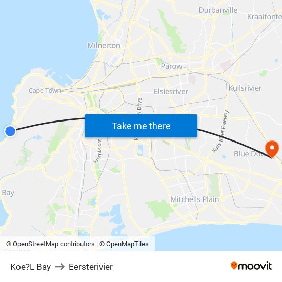 Koe?L Bay to Eersterivier map