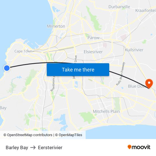 Barley Bay to Eersterivier map