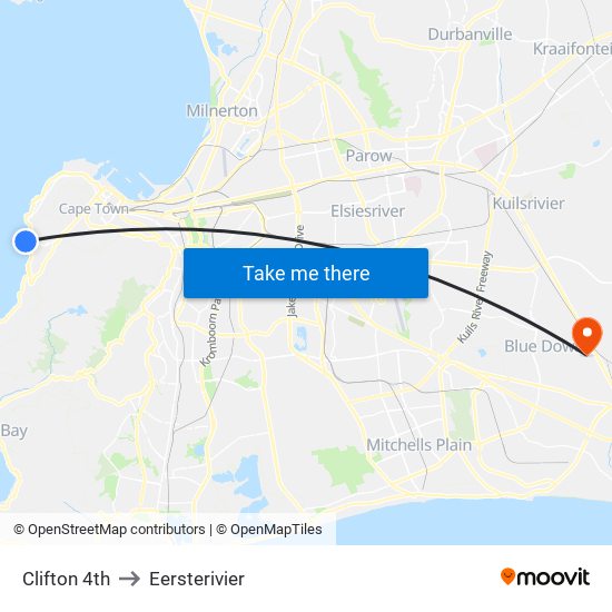 Clifton 4th to Eersterivier map